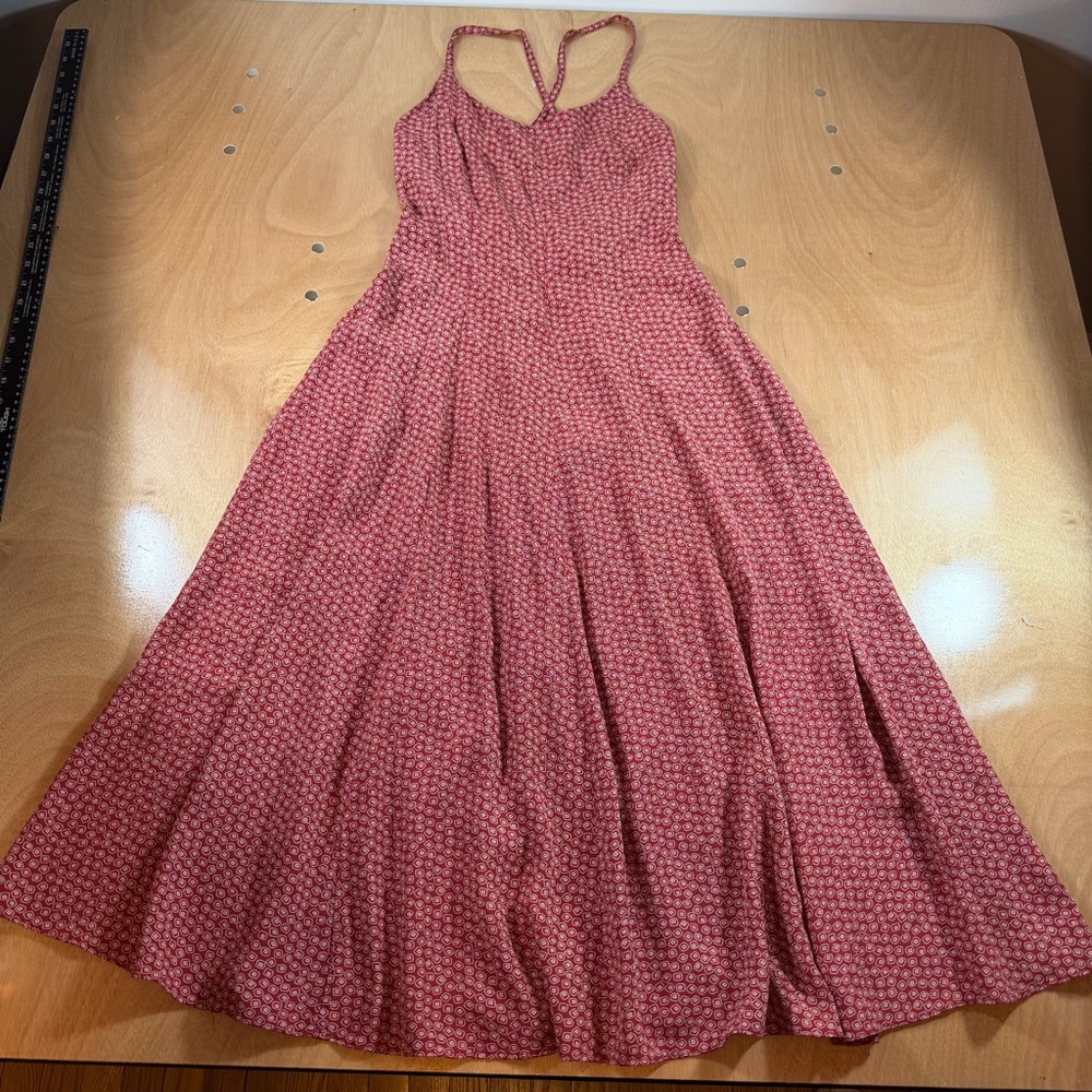 Ann Taylor Seamed Flare Midi Dress Size 4 Geometric Tile Pattern Red